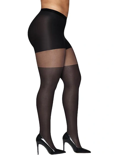 Shop Hanes Plus Size Curves Illusion Control Top Tights In Black