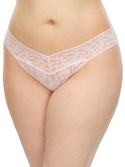 Shop Hanky Panky Plus Size Signature Lace Original Rise Thong In Bliss Pink