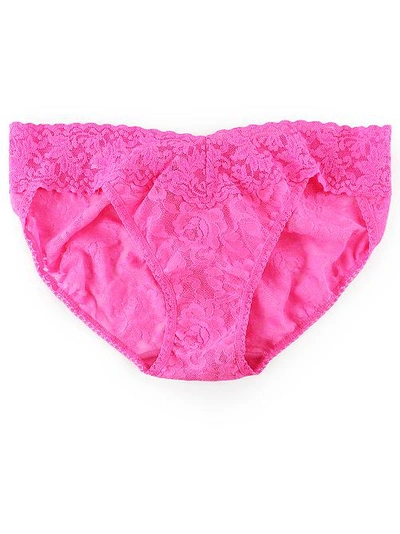 Shop Hanky Panky Signature Lace V-kini In Fiesta Pink