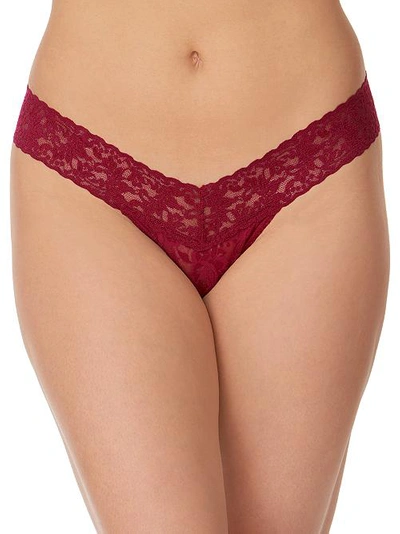 Shop Hanky Panky Signature Lace Low Rise Thong In Dark Pomegranate