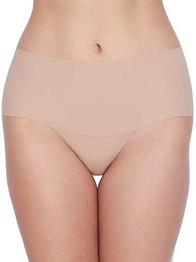 Shop Hanky Panky Breathe High-waist Thong In Taupe