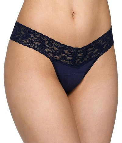 Shop Hanky Panky Supima Cotton Low Rise Thong In Navy