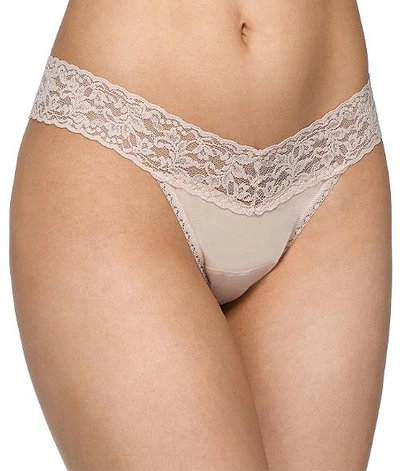 Shop Hanky Panky Supima Cotton Low Rise Thong In Chai