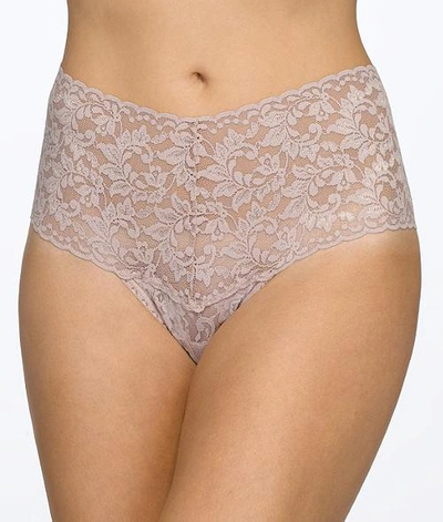 Shop Hanky Panky Signature Lace Retro Thong In Taupe