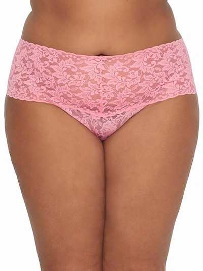 Shop Hanky Panky Plus Size Signature Lace Retro Thong In Pink Lady
