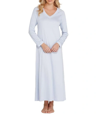 Shop Hanro Pure Essence Knit Gown In Blue Glow