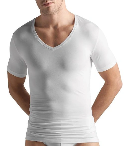 Shop Hanro Cotton Superior V-neck T-shirt In White