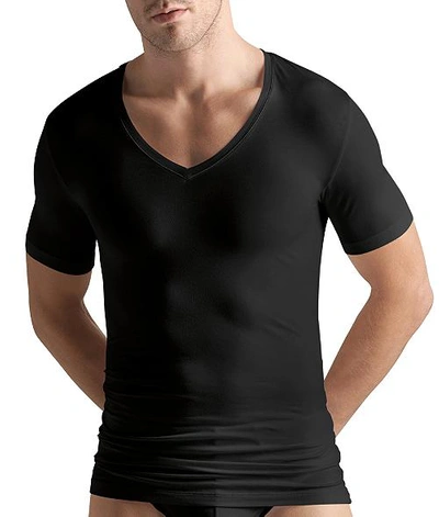 Shop Hanro Cotton Superior V-neck T-shirt In Black