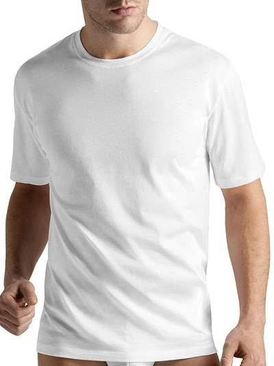 Shop Hanro Cotton Sporty Crew Neck T-shirt In White