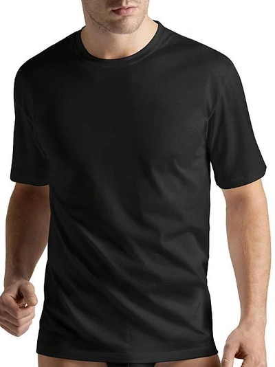 Shop Hanro Cotton Sporty Crew Neck T-shirt In Black