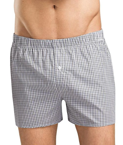 Shop Hanro Fancy Woven Boxer In Shaded Check