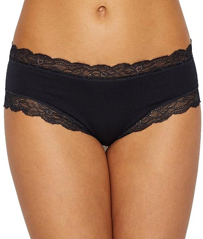 Shop Hanro Cotton Lace Hipster In Black