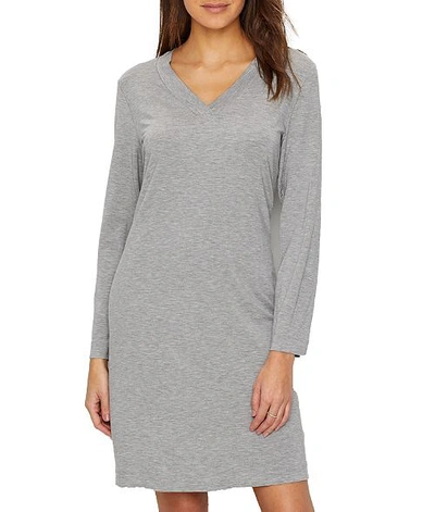 Shop Hanro Champagne Knit Sleep Shirt In Grey Melange