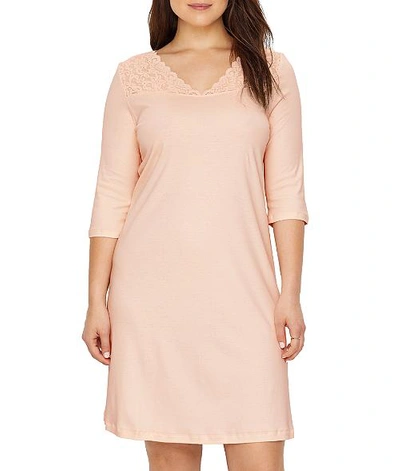 Shop Hanro Moments Knit Nightgown In Crystal Pink