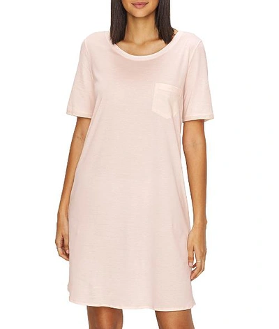 Shop Hanro Cotton Deluxe Knit Sleep Shirt In Crystal Pink