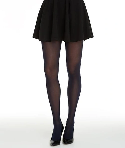 Shop Hue Seamless Opaque Luxe Tights In Navy