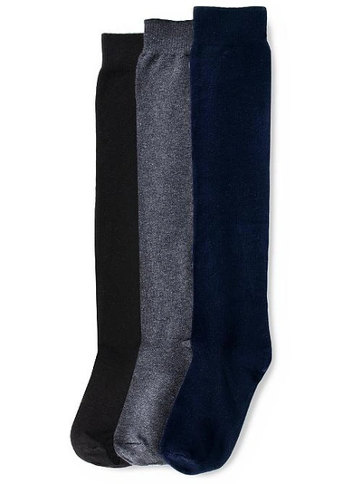 Shop Hue Flat Knit Knee High Socks 3-pack In Graphite Heather