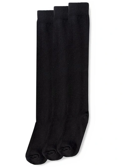 Shop Hue Flat Knit Knee High Socks 3-pack In Black