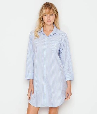 Shop Lauren Ralph Lauren Heritage Essentials Woven Sleep Shirt In Pink Stripe