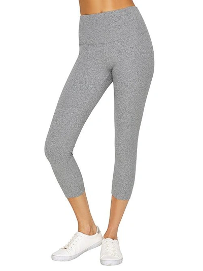 Shop Lyssé Medium Control Flattering Cropped Cotton Leggings In Grey Melange