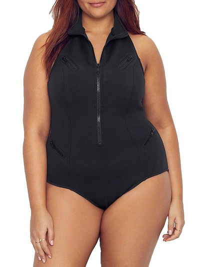 Shop Magicsuit Plus Size Deep Dive Coco Underwire One-piece In Black
