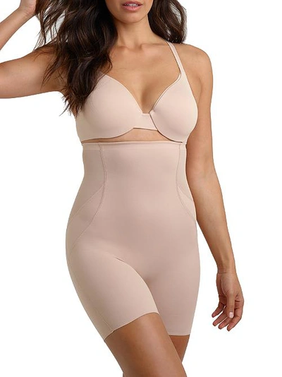 Shop Miraclesuit Fit & Firm High-waist Mid-thigh Shaper In Nude
