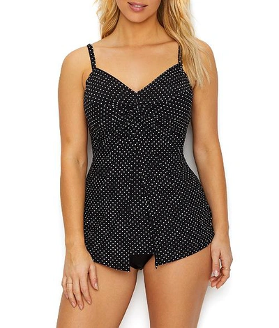 Shop Miraclesuit Must Haves Pin Point Love Knot Underwire Tankini Top In Black,white Dot