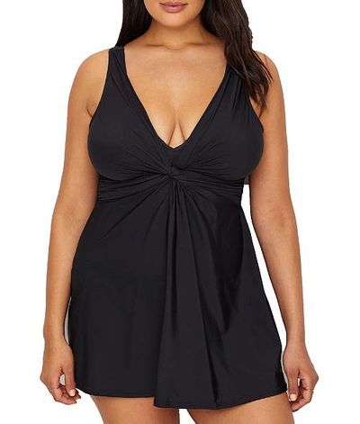 Shop Miraclesuit Plus Size Marais Swim Dress In Black