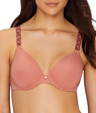 Shop Natori Pure Luxe Plunge T-shirt Bra In Frose,red Clay