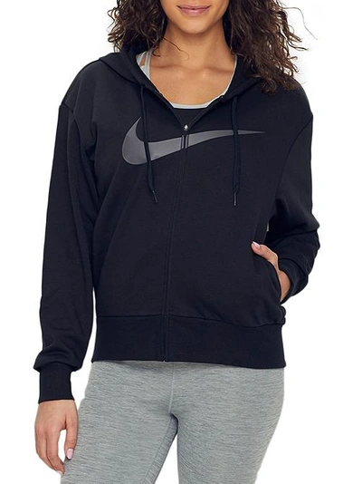 Shop Nike Dri-fit Get Fit Hoodie In Black,thunder Grey