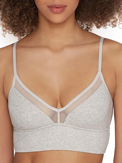 Shop On Gossamer Cabana Cotton Longline Bralette In Heather Grey