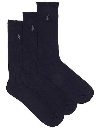 Shop Polo Ralph Lauren Big & Tall Combed Cotton Crew Socks 3-pack In Black