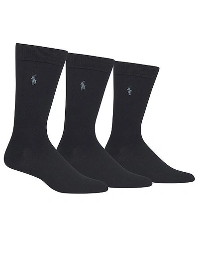 Shop Polo Ralph Lauren Super Soft Crew Dress Socks 3-pack In Navy