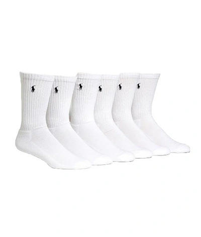 Shop Polo Ralph Lauren Crew Sport Socks 6-pack In White