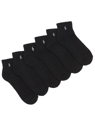 Shop Polo Ralph Lauren Rib Cuff Sport Quarter Socks 6-pack In Black