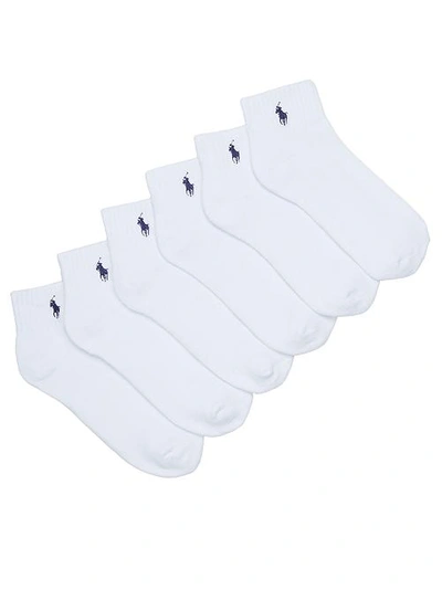 Shop Polo Ralph Lauren Rib Cuff Sport Quarter Socks 6-pack In White