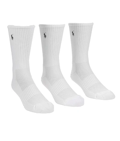 Shop Polo Ralph Lauren Tech Athletic Crew Socks 3-pack In White