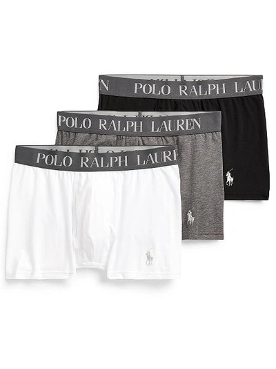Shop Polo Ralph Lauren 4d-flex Stretch Cotton Trunk 3-pack In White,grey,black