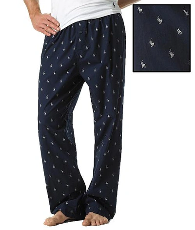 Shop Polo Ralph Lauren Woven Polo Player Lounge Pants In Navy,ivory Pony