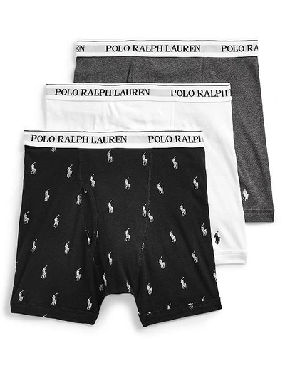 Shop Polo Ralph Lauren Classic Fit Cotton Boxer Brief 3-pack In Black,grey,white