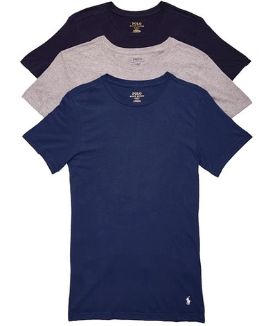 Shop Polo Ralph Lauren Classic Fit Cotton T-shirt 3-pack In Navy,blue,grey