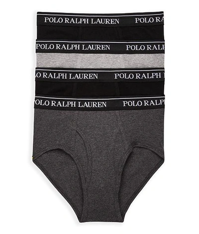 Shop Polo Ralph Lauren Classic Fit Cotton Brief 4-pack In Black,grey Combo