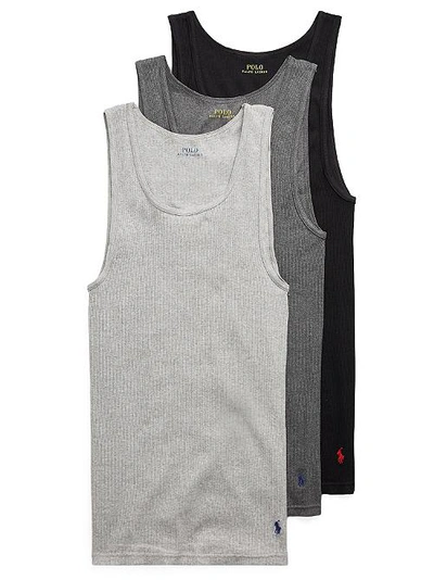 Shop Polo Ralph Lauren Classic Fit Cotton Tank 3-pack In Grey Assorted