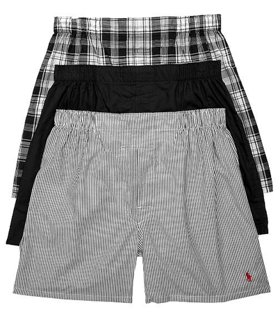 Shop Polo Ralph Lauren Classic Fit Woven Cotton Boxer 3-pack In Black Combo