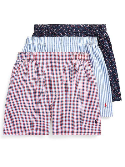 Shop Polo Ralph Lauren Classic Fit Woven Cotton Boxers 3-pack In Life Preserver Plaid