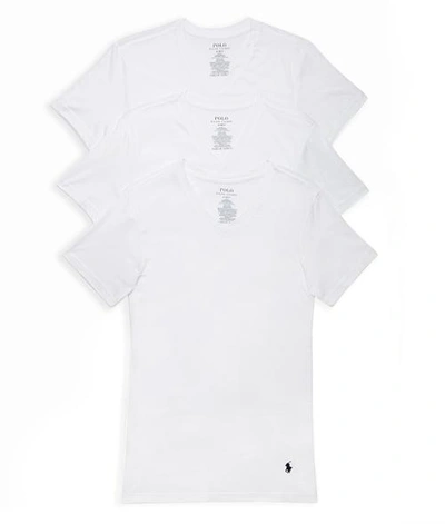 Shop Polo Ralph Lauren Slim Fit Cotton V-neck T-shirt 3-pack In White