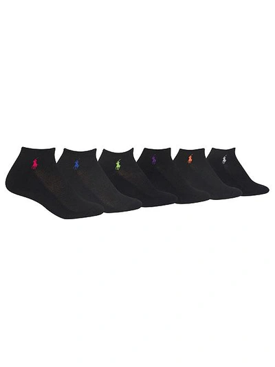 Shop Ralph Lauren Low-cut Sport Socks 6-pack In Black Assorted