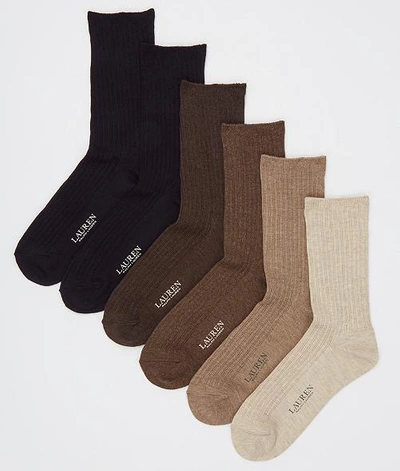 Shop Ralph Lauren Rib Trouser Socks 6-pack In Oatmeal Heather