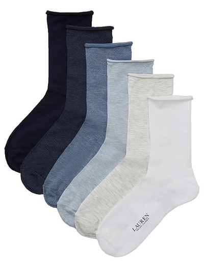Shop Ralph Lauren Roll-top Trouser Socks 6-pack In White Assorted