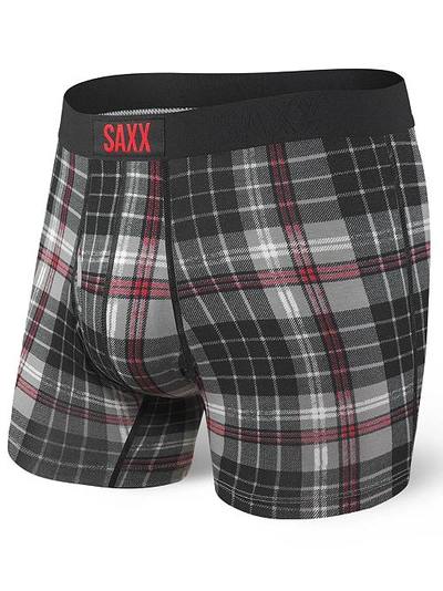 Shop Saxx Ultra Boxer Brief In Grey Tartan